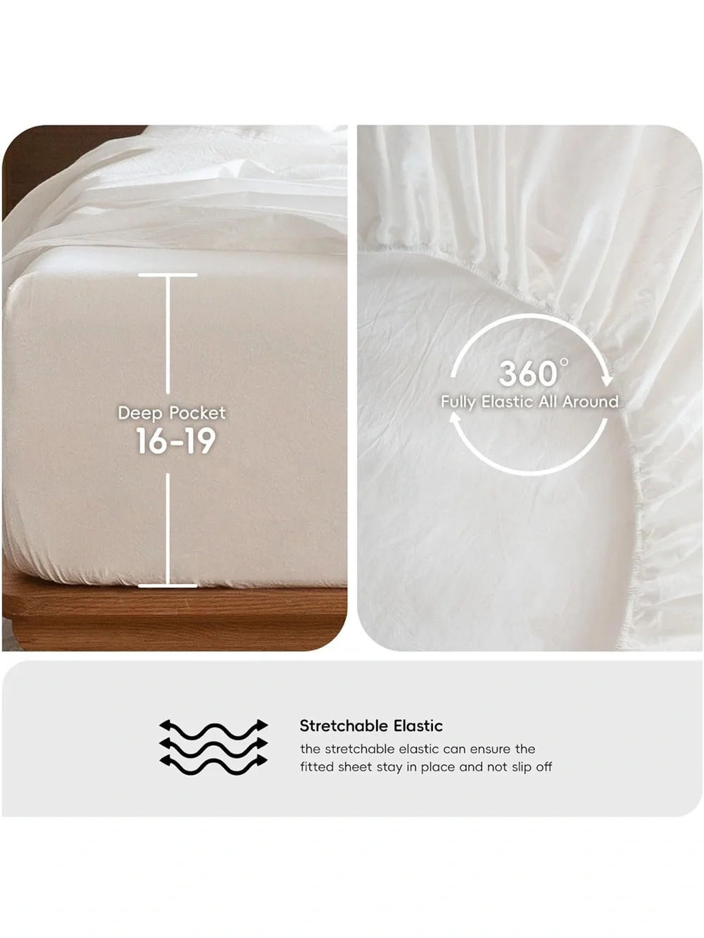 NEW MooMee Sheet Set 100% Washed Cotton Linen-Like Extra Deep Pocket King